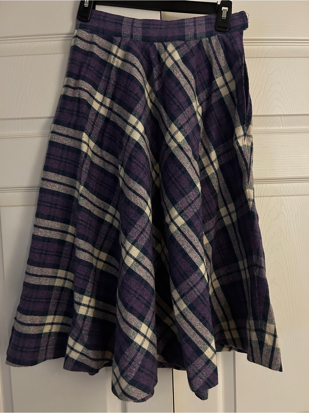 Vintage Purple Plaid Circle Skirt